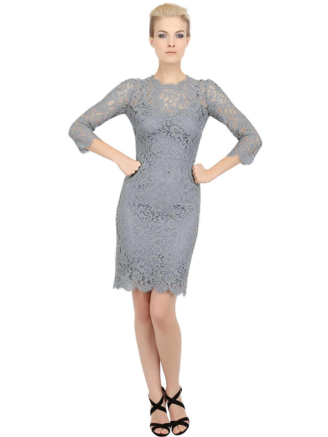 Wedding Gray Lace Dress dolce gabbana cordonetto cotton lace dress in gray lyst gallery