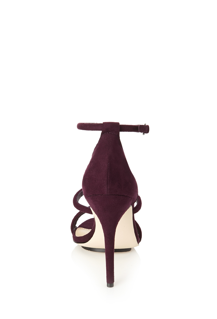 Lyst - Forever 21 Faux Suede Strappy Sandals in Purple