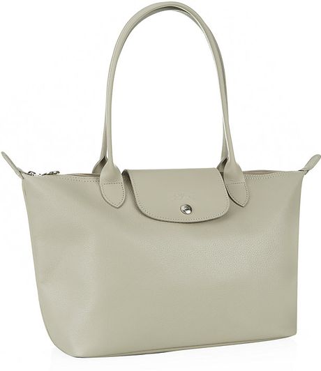 Longchamp Veau Foulonne Shoulder Bag in Gray (Light Grey) | Lyst