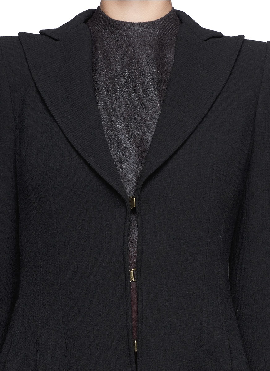 Lyst - Alice + Olivia 'bain' Pleat Asymmetric Crepe Coat in Black