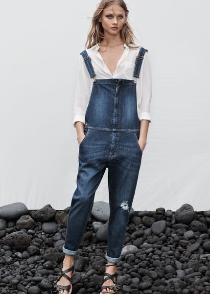 Mango Dark Denim Dungarees in Blue (Dark Denim)