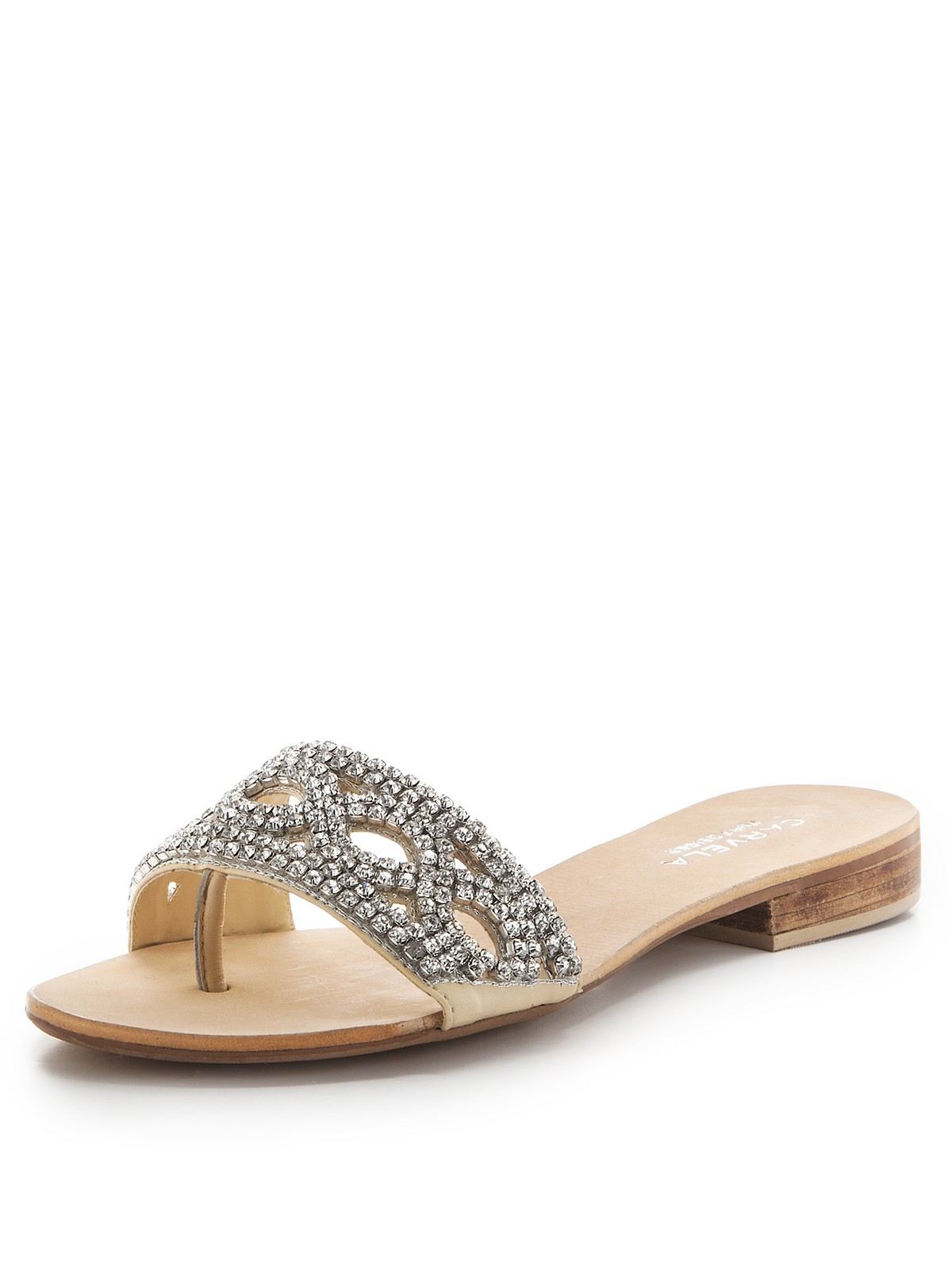 Carvela Kurt Geiger Bethan Jewelled Flat Sandals in Silver | Lyst