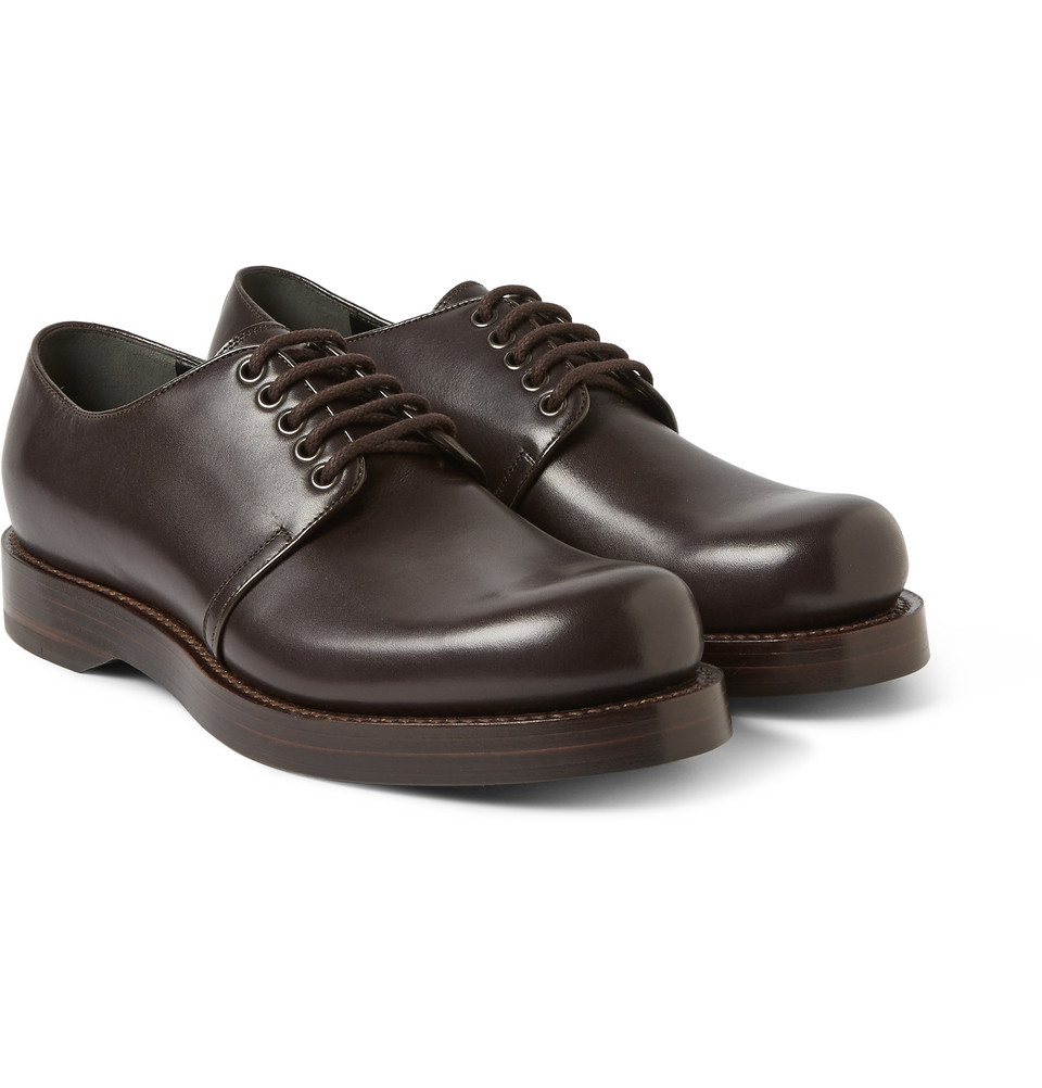 Lyst Gucci TripleSoled Leather Derby Shoes in Brown for Men