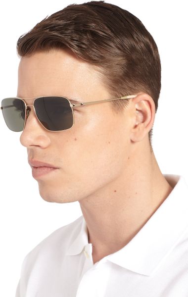 Oliver Peoples Clifton Aviator Sunglasses in Gold for Men | Lyst