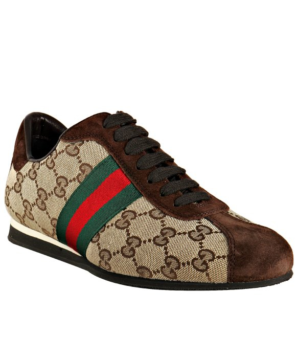 Lyst - Gucci Beige Gg Canvas Web Stripe Sneakers in Brown for Men