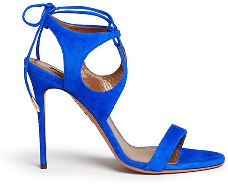 Aquazzura 'Colette' Lace-Up Sandals in Blue | Lyst