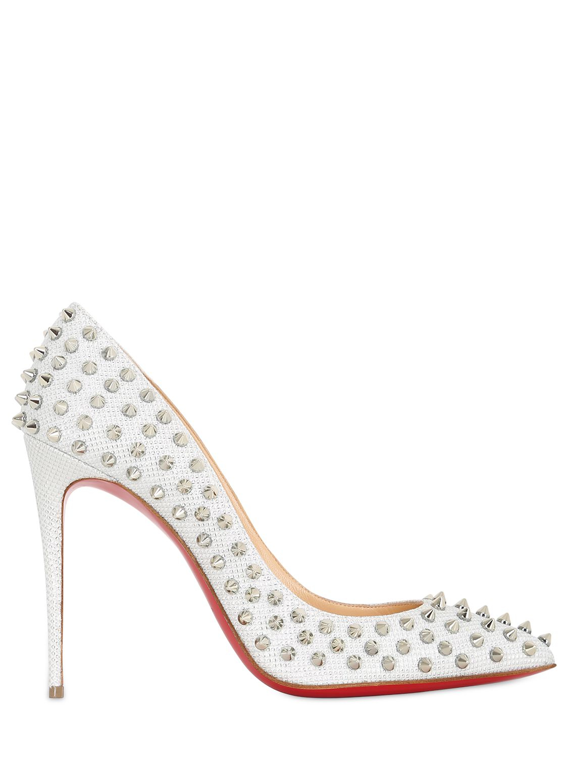 Christian louboutin 100Mm Follies Spikes Glittered Pumps in White ...