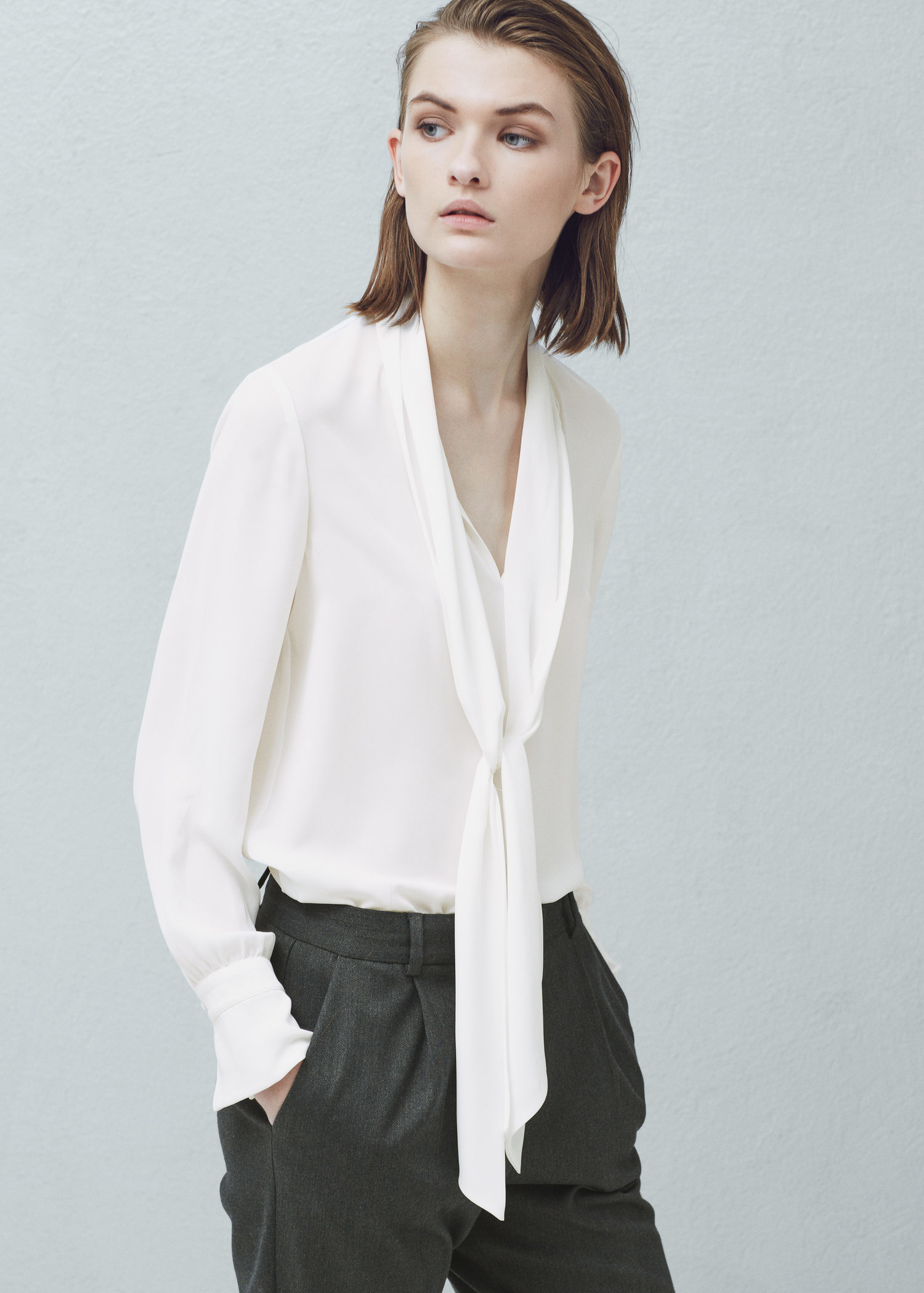 Mango Neck Tie Blouse - Lyst Mango Tie Neck Blouse In White mango neck tie blouse lyst mango tie neck blouse in white