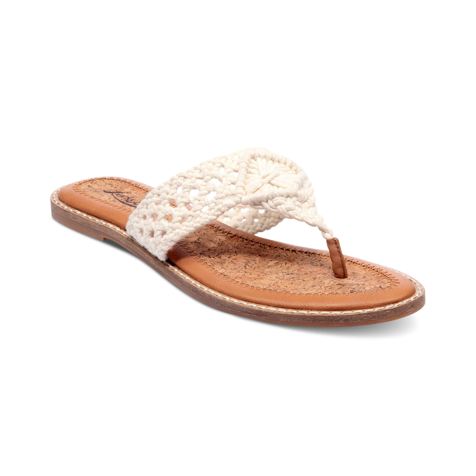  Lucky  Brand  Barry Flat Thong Sandals  in Natural White Lyst