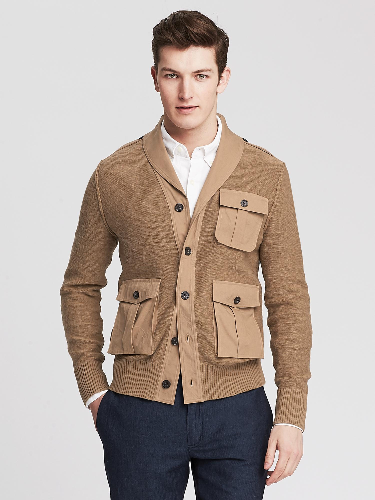 Banana republic Heritage Safari Sweater Jacket in Brown for Men (Faded ...