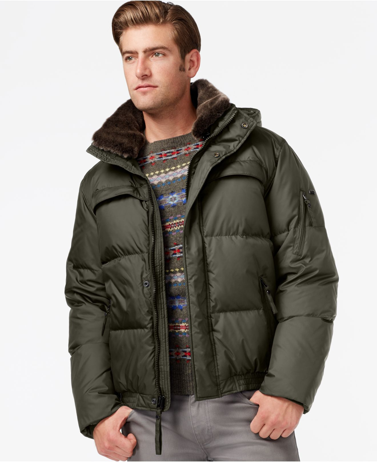 Marc New York Fauxmula Puffer Jacket With Removable Hood in Green for ...