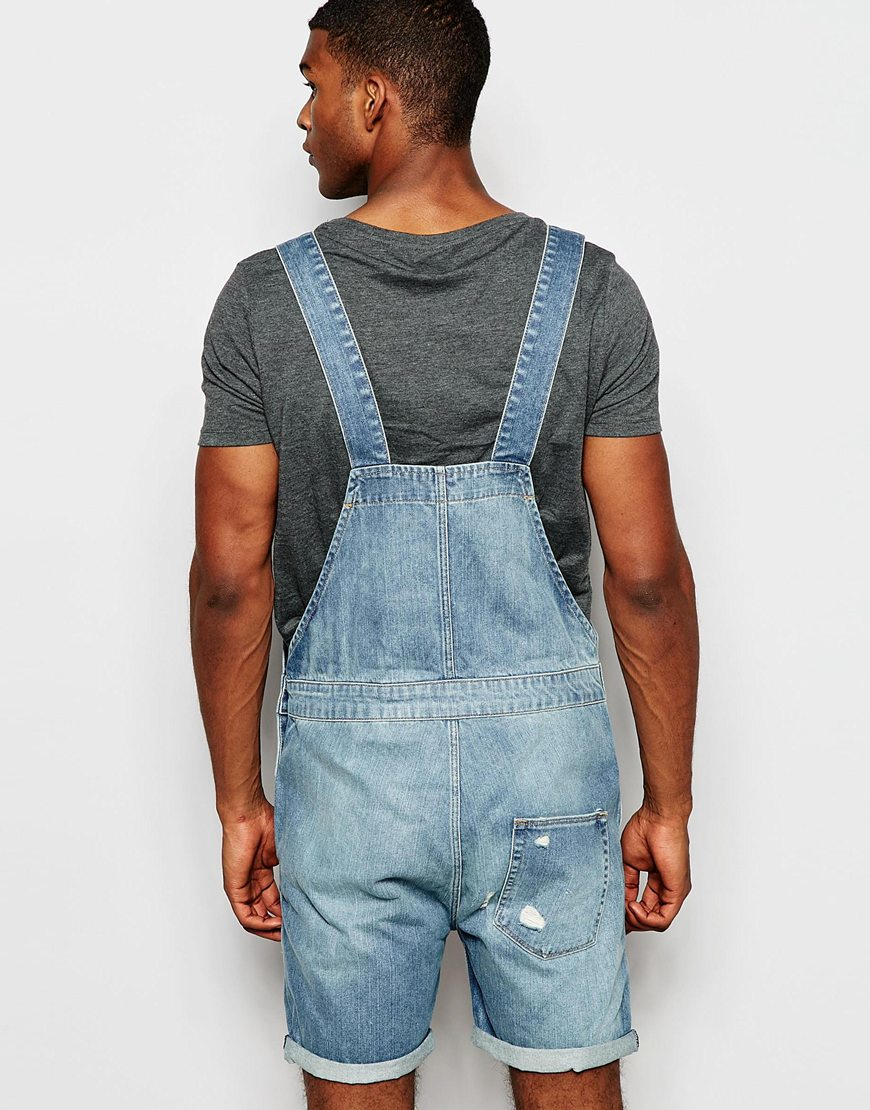 Lyst - Asos Short Dungarees With Rips in Blue for Men