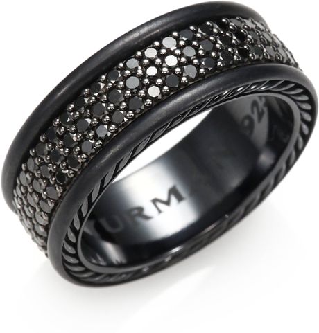 David Yurman Black Diamond and Titanium Ring in Black for Men (BLACK ...