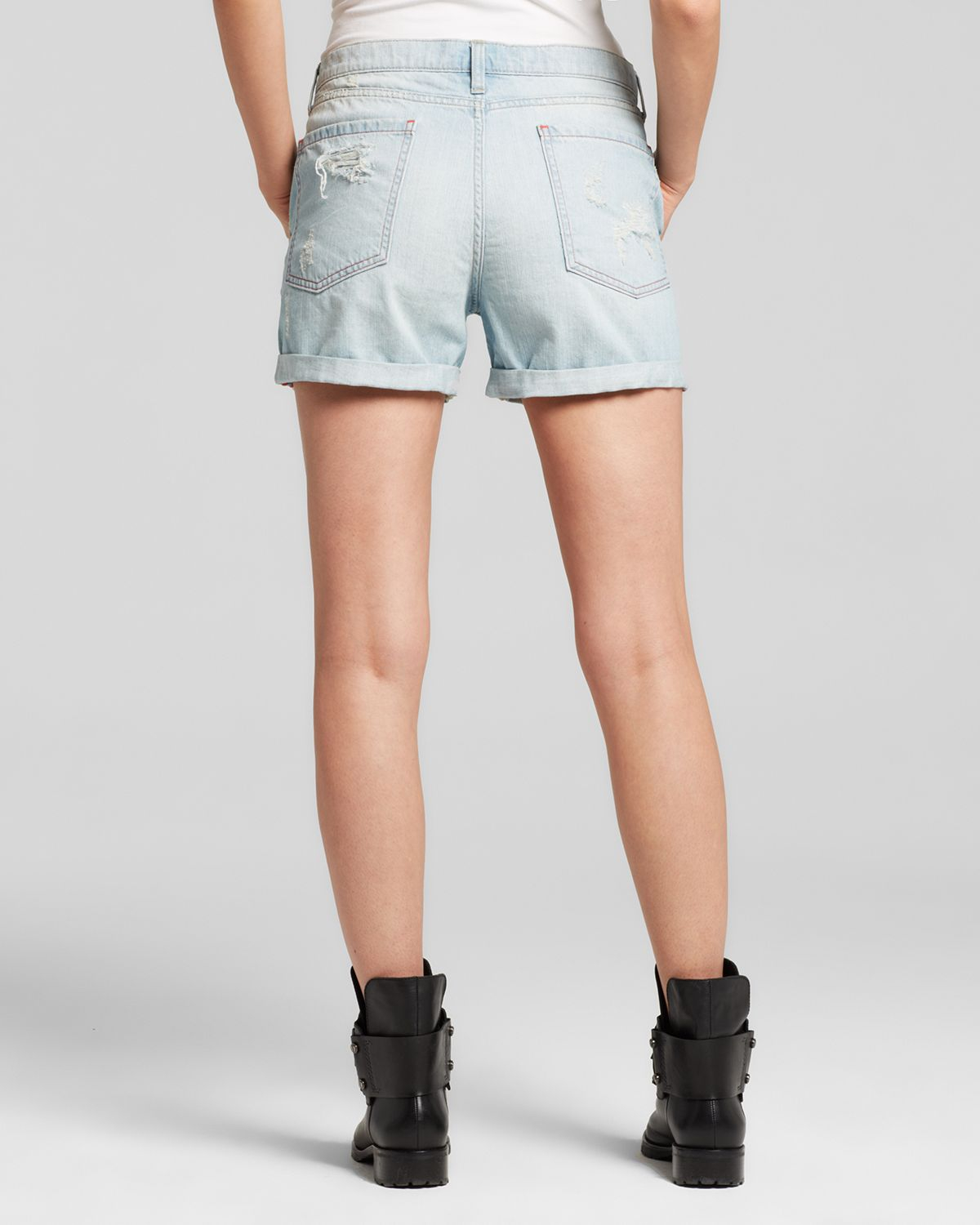 Lyst Dkny Pure Distressed Denim Shorts In Faded Indigo in Blue