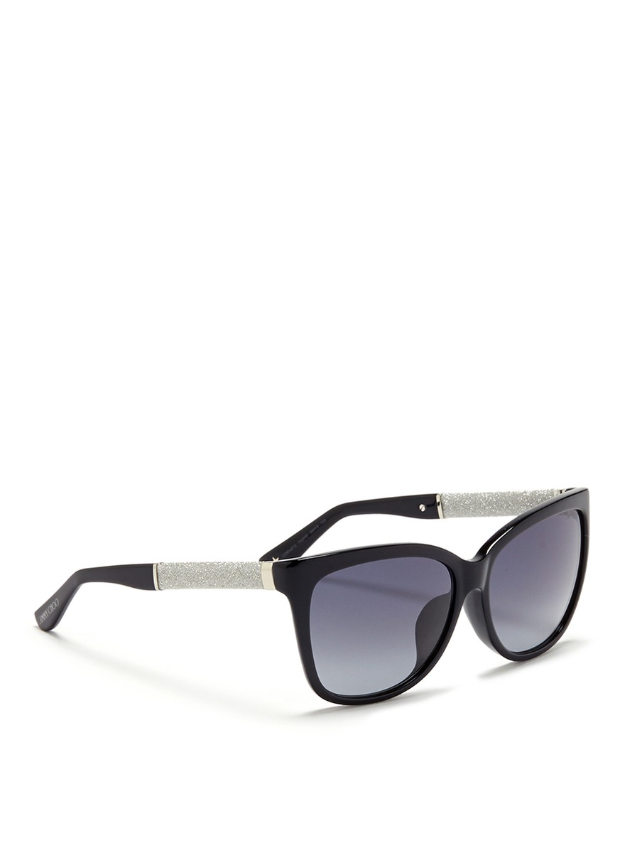Lyst Jimmy Choo 'Cora' Glitter Temple Acetate Sunglasses in Black