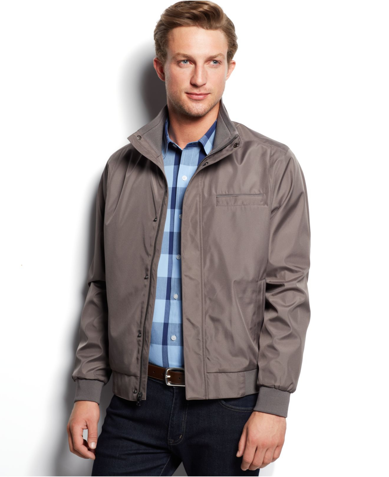 Lyst - Calvin Klein Weather-resistant Bomber Jacket in Gray for Men
