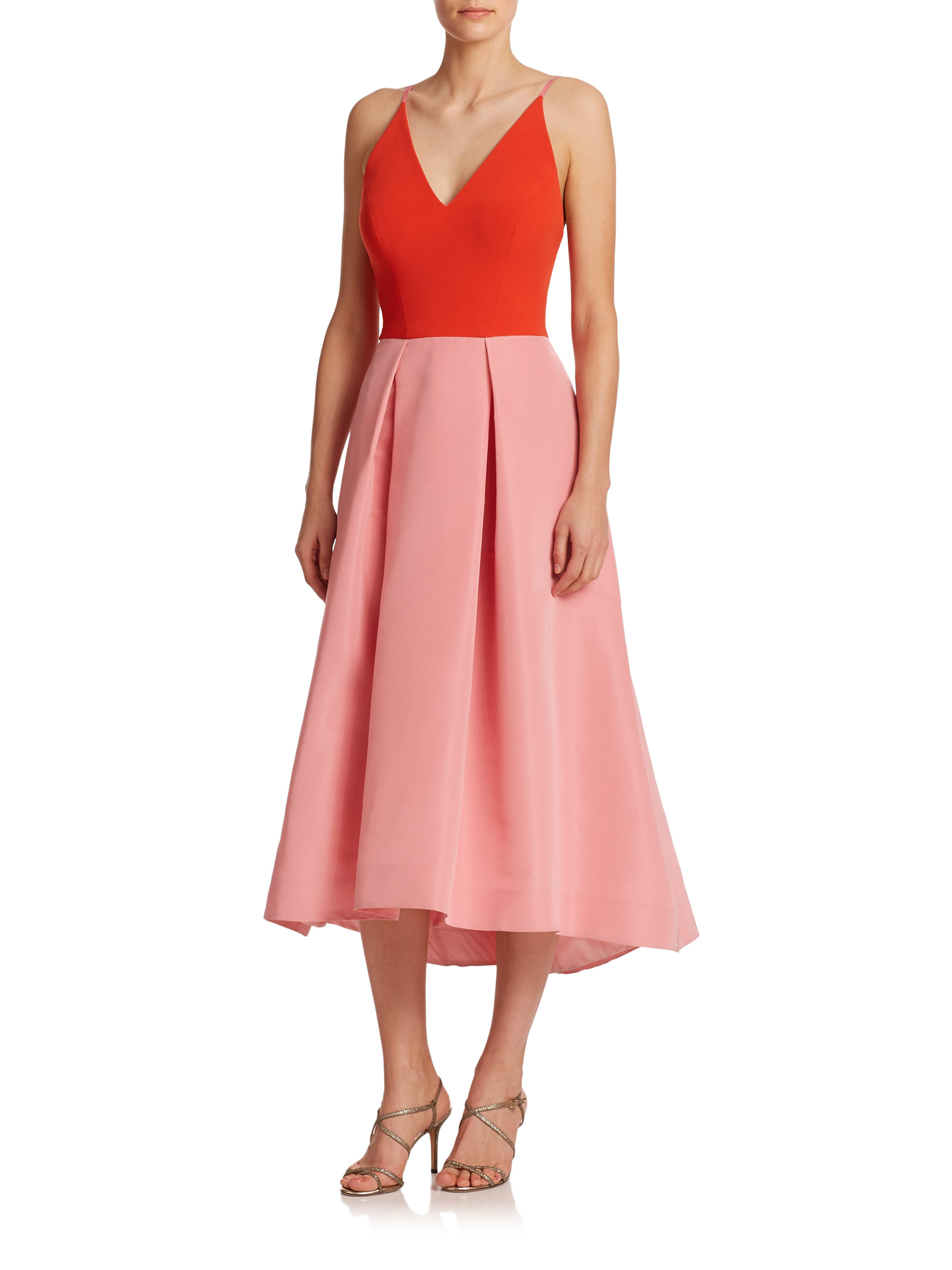 Lyst - Phoebe Colorblock Pleated Tank Dress in Pink