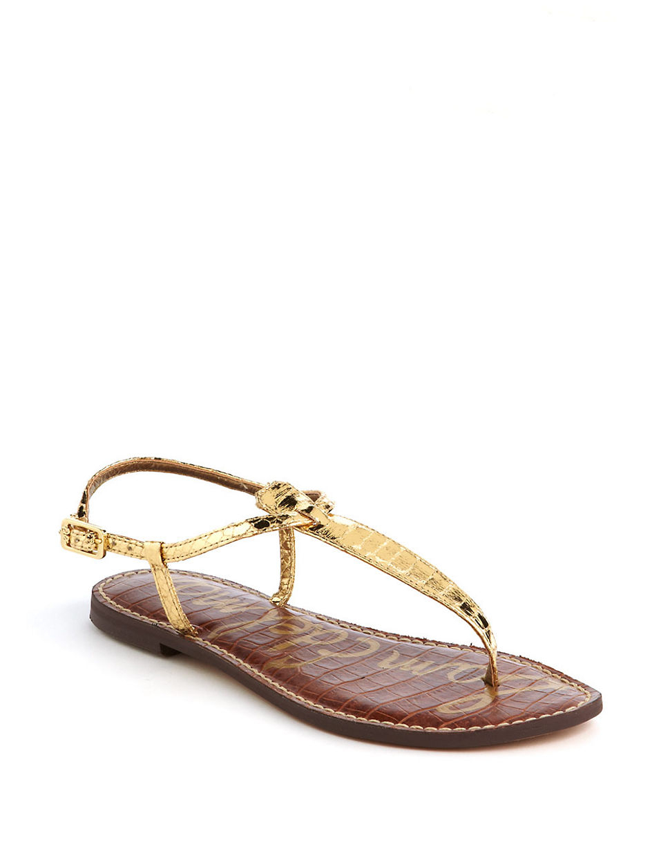 Sam edelman Gigi Thong Slide Sandals in Metallic (Gold) | Lyst