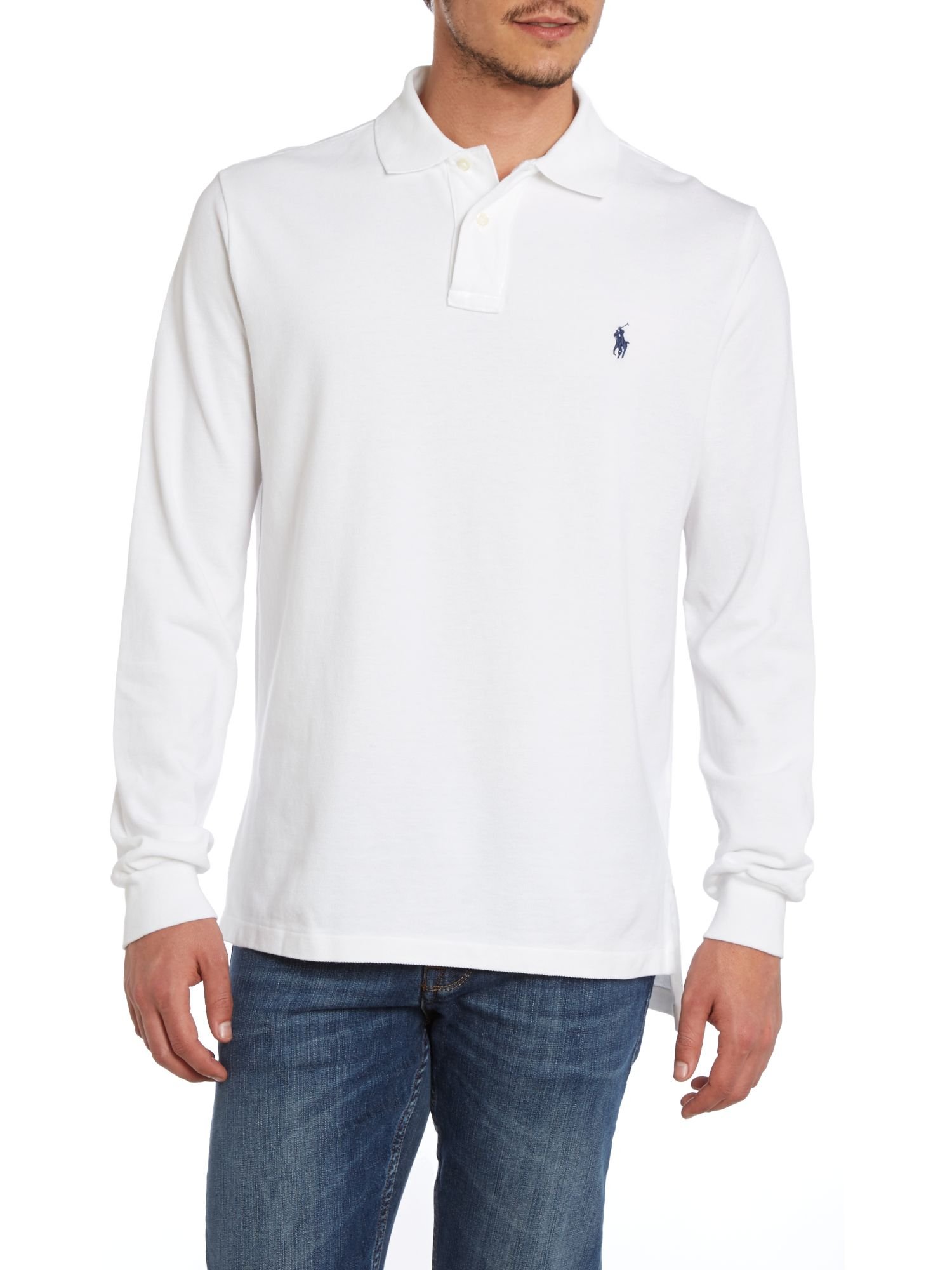 Polo ralph lauren Long-Sleeve Polo Shirt in White for Men | Lyst