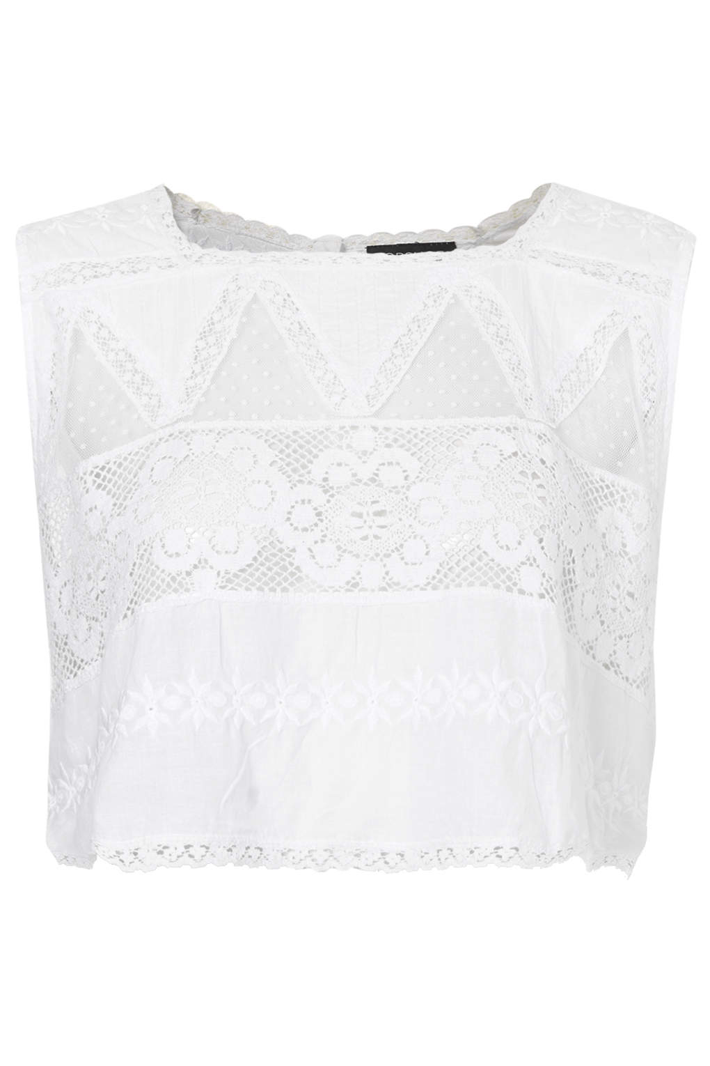 Lyst - Topshop Cotton Embroidered Blouse in White