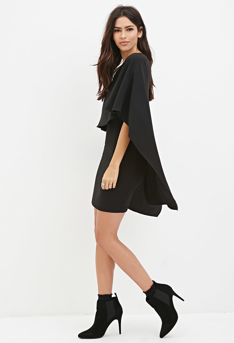 Lyst Forever 21 Layered Cape Dress Youve Been Added To The Waitlist In Black 8984