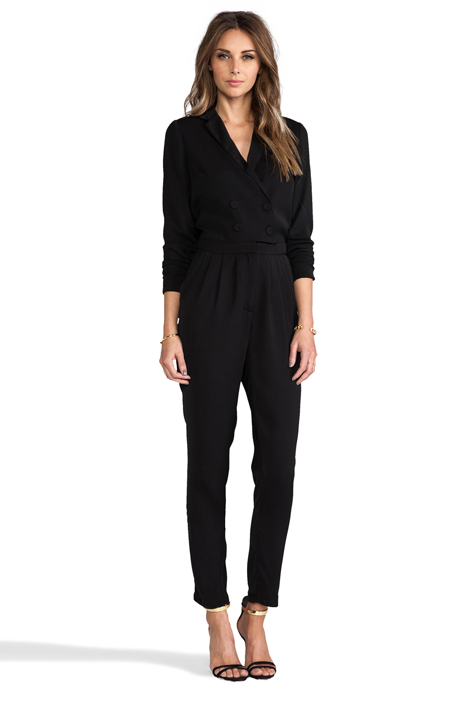 Lyst - Line & Dot Double Breasted Jumpsuit in Black in Black