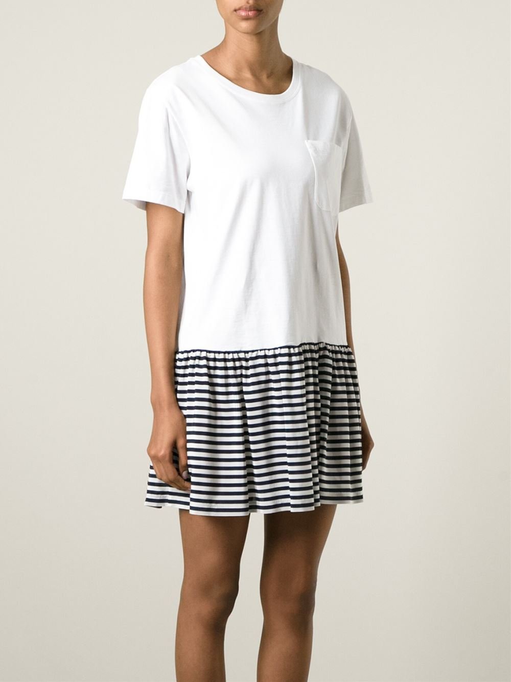 Lyst Red Valentino Striped Skirt  Cotton T Shirt  Dress  in 