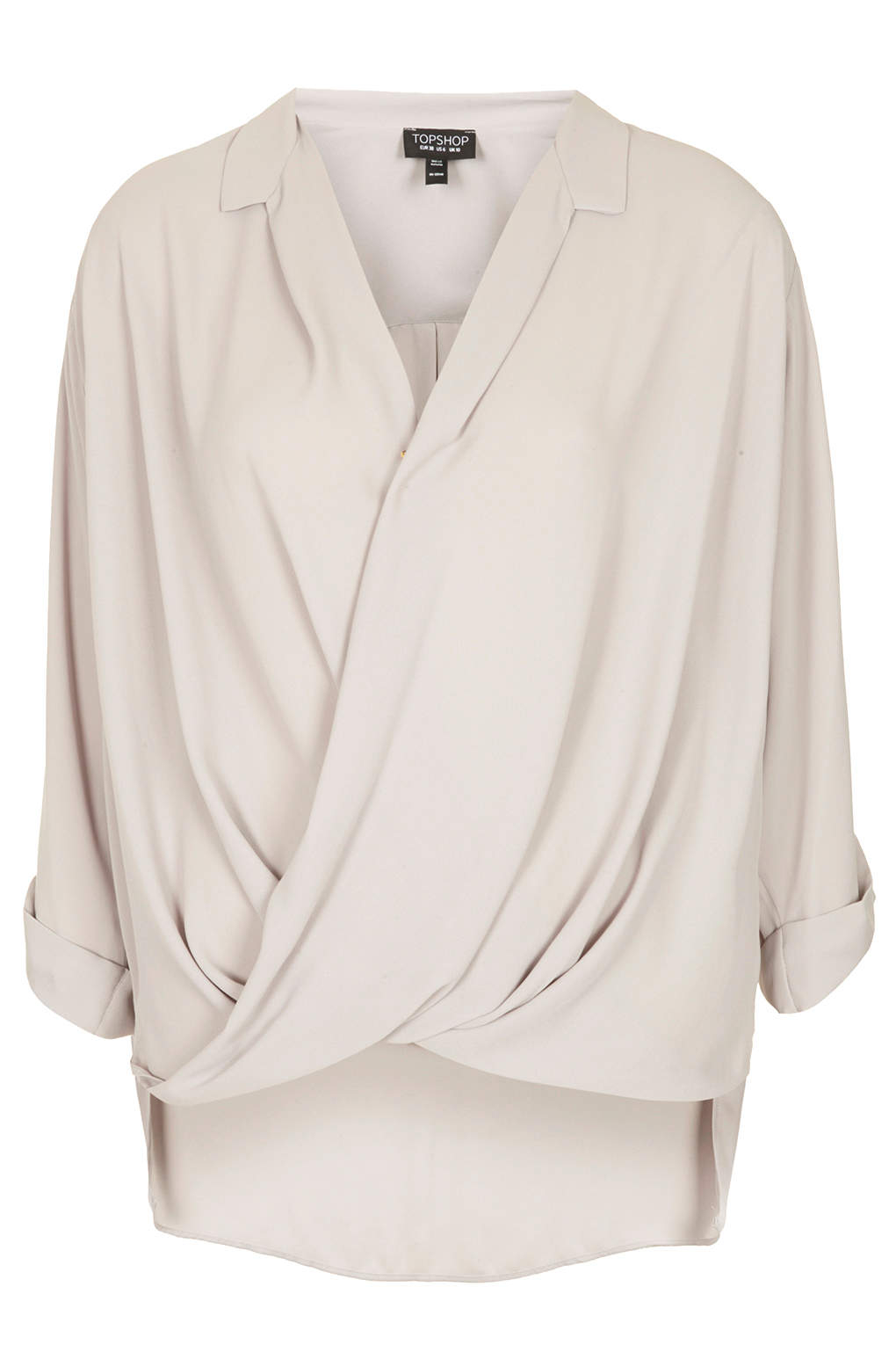Lyst - Topshop Formal Drape Front Blouse in Gray