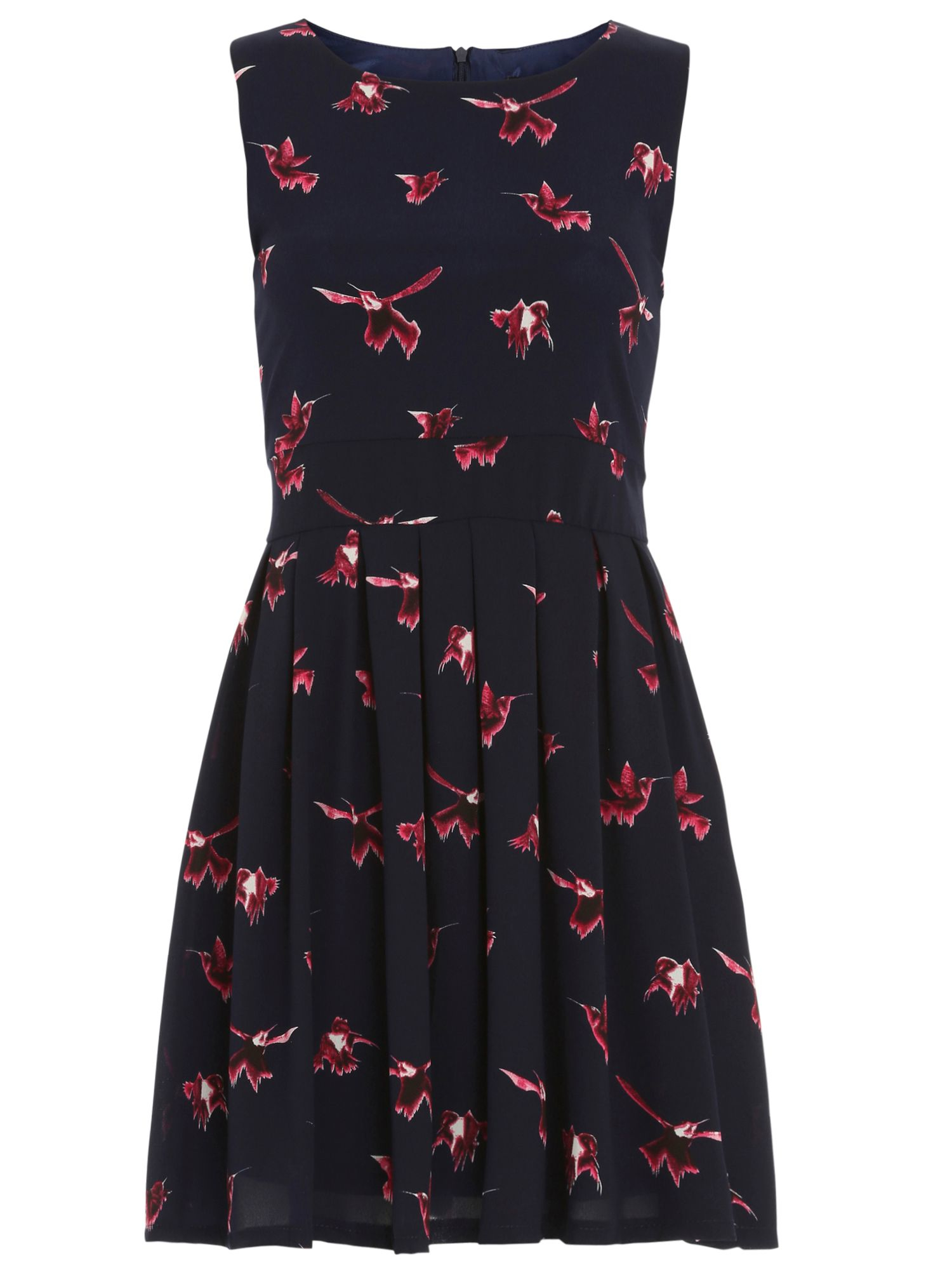 Tenki Bird Print Dress in Blue | Lyst