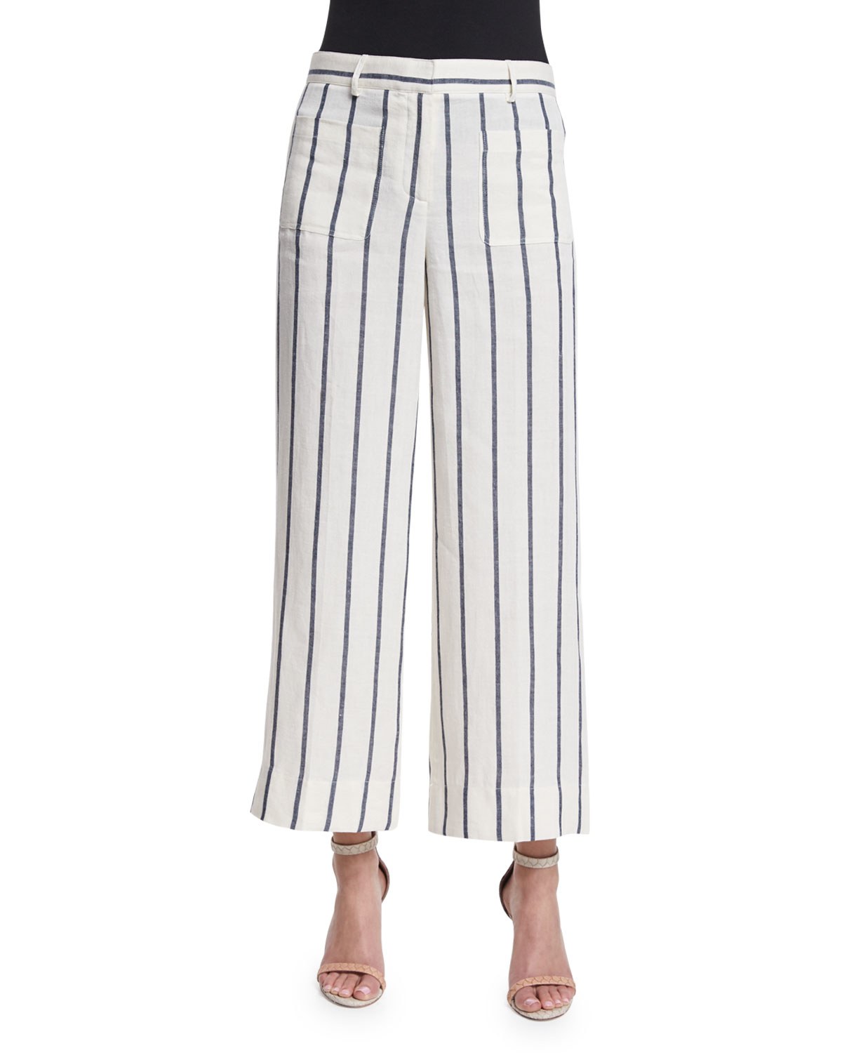 wide leg striped linen pants