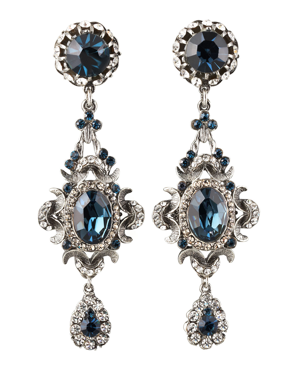 Lyst Jose Maria Barrera Blue Crystal Clip Earrings In Gallery