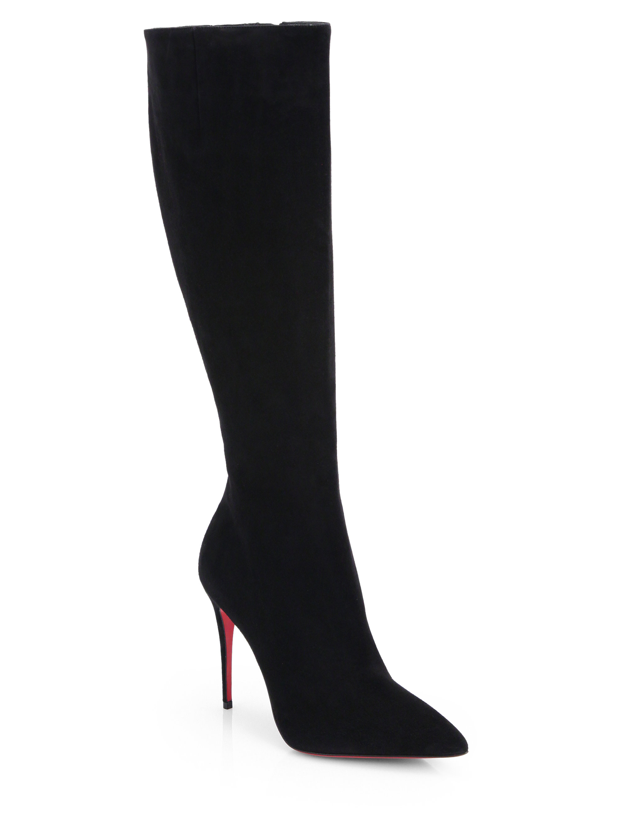 Christian Louboutin Tournoi Suede Knee-High Boots in Black | Lyst