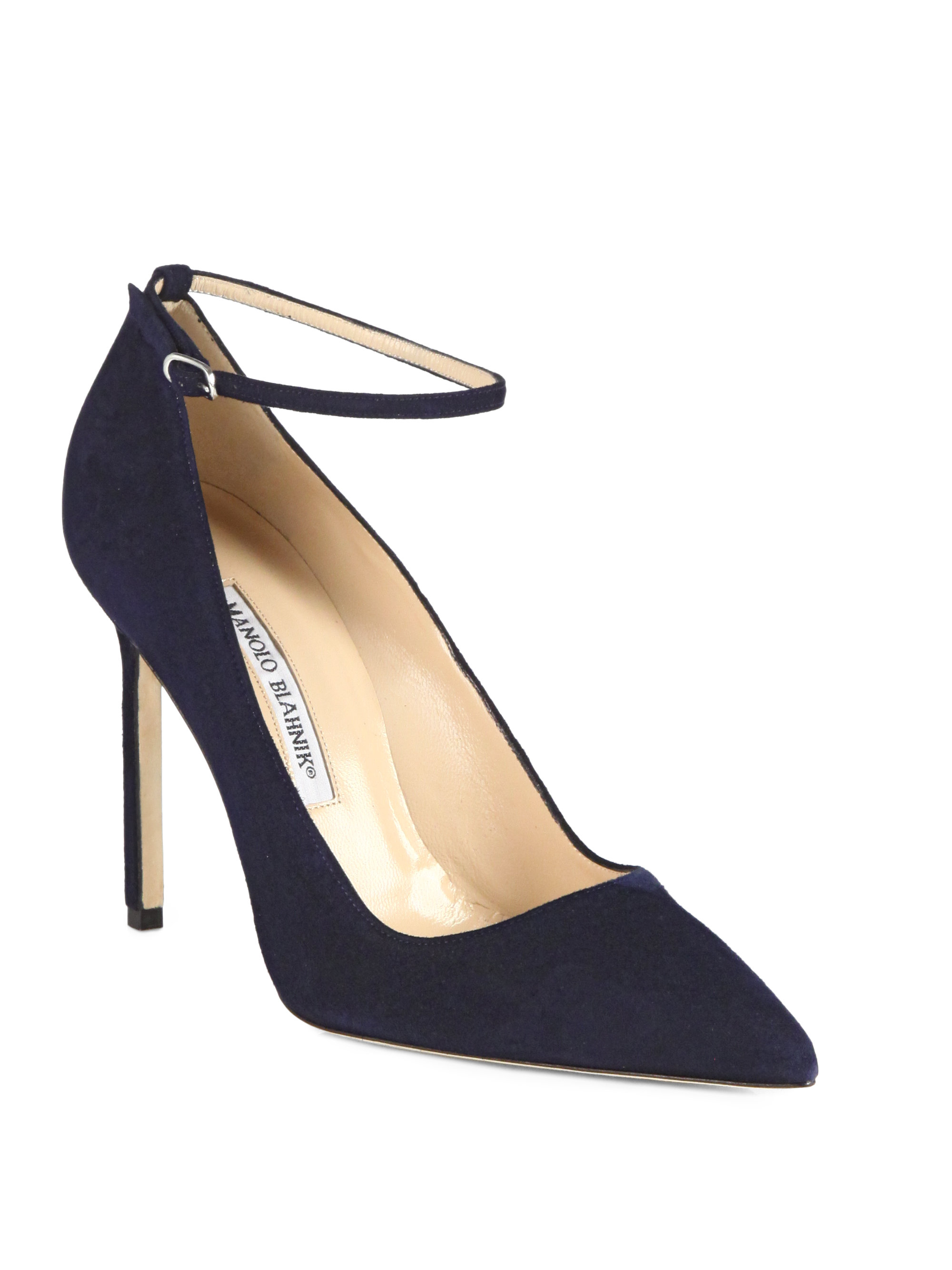 Lyst - Manolo blahnik Bb Suede Ankle-Strap Pumps in Blue