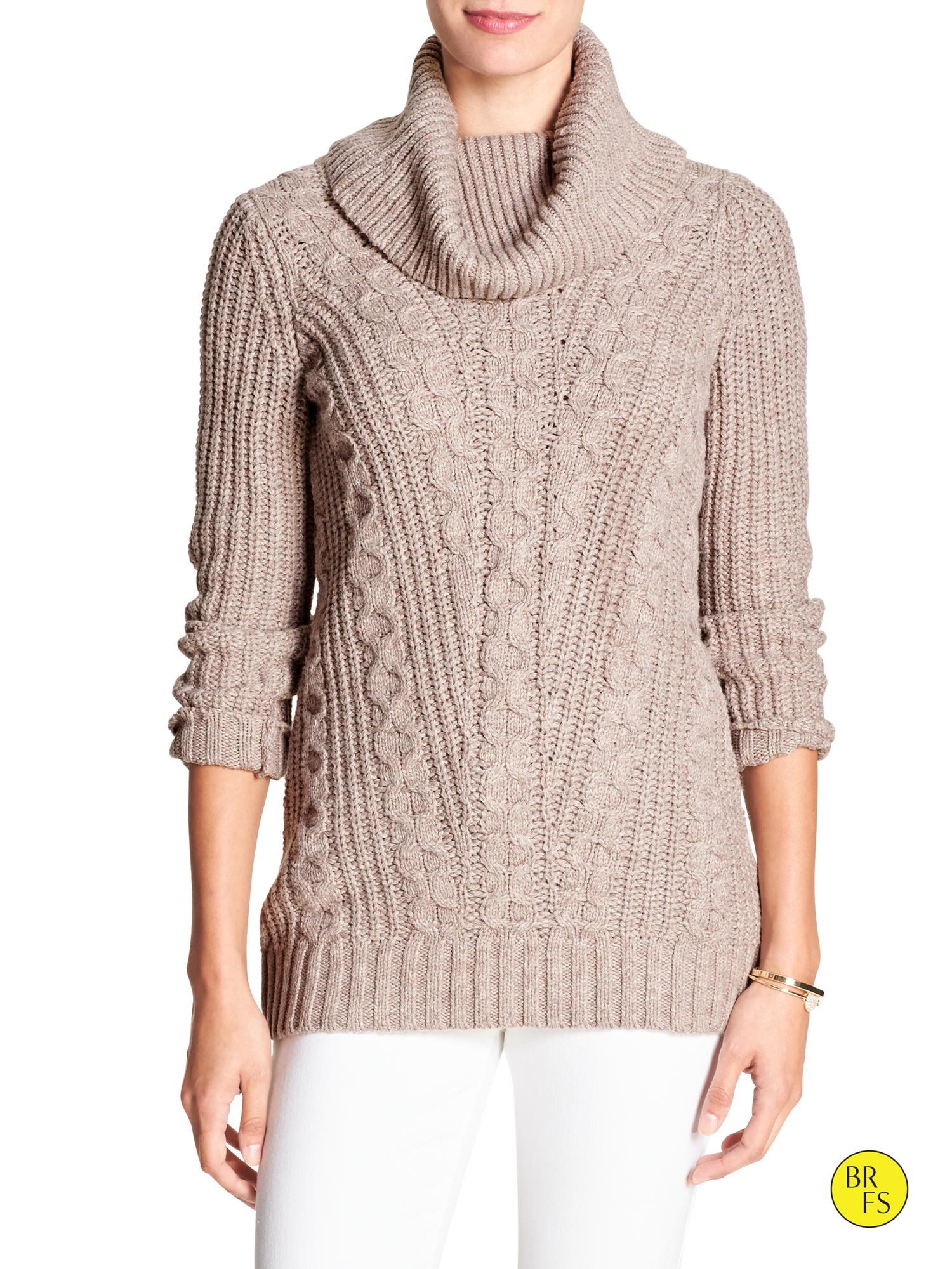 Banana republic Factory Cable-knit Cowl-neck Sweater in Natural | Lyst