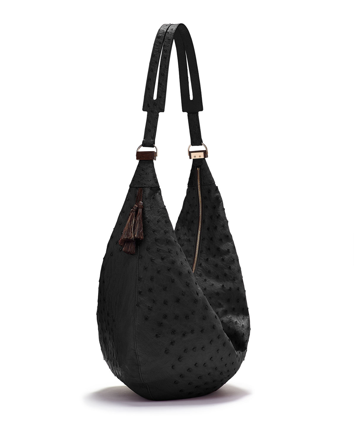 The row Sling 15 Ostrich Leather Hobo Bag in Black - Save 89% | Lyst