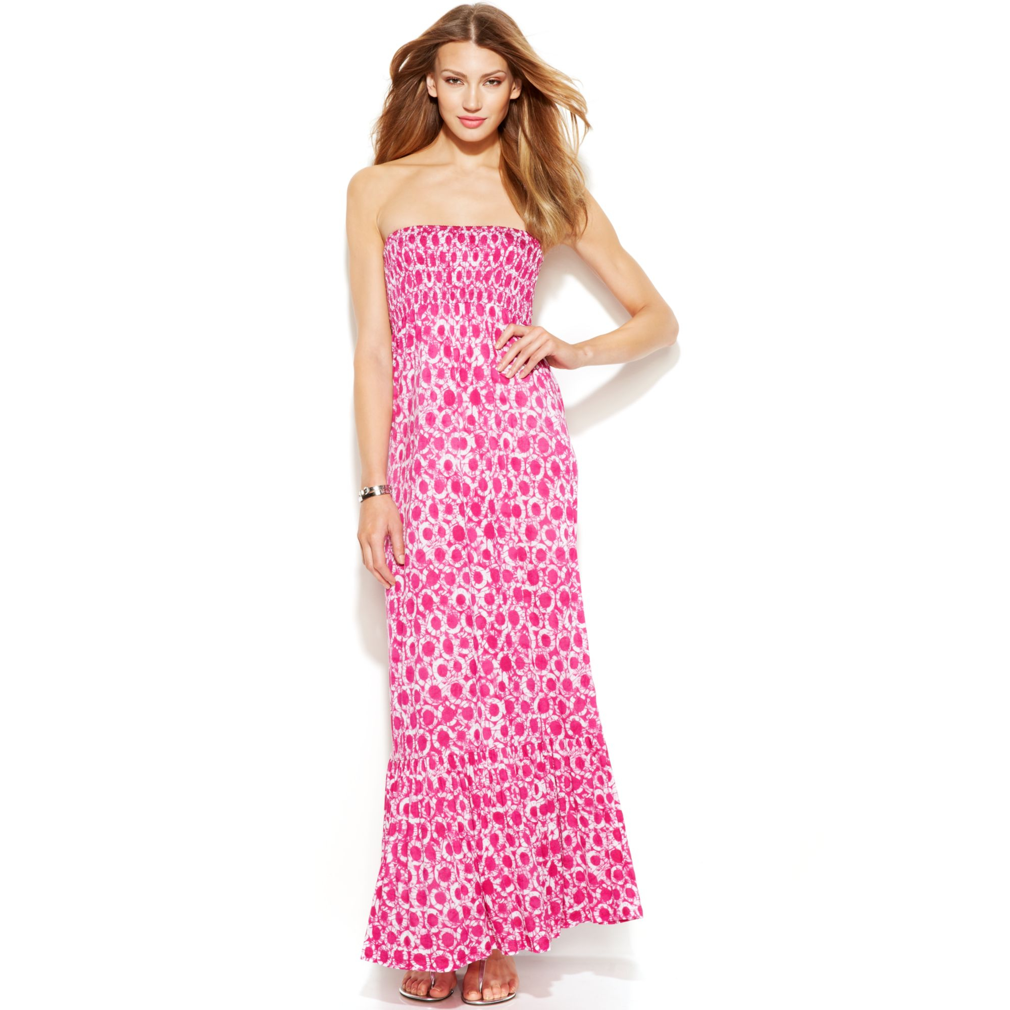 michael kors pink michael strapless printed maxi dress product 1 19128727 0 861769248 normal