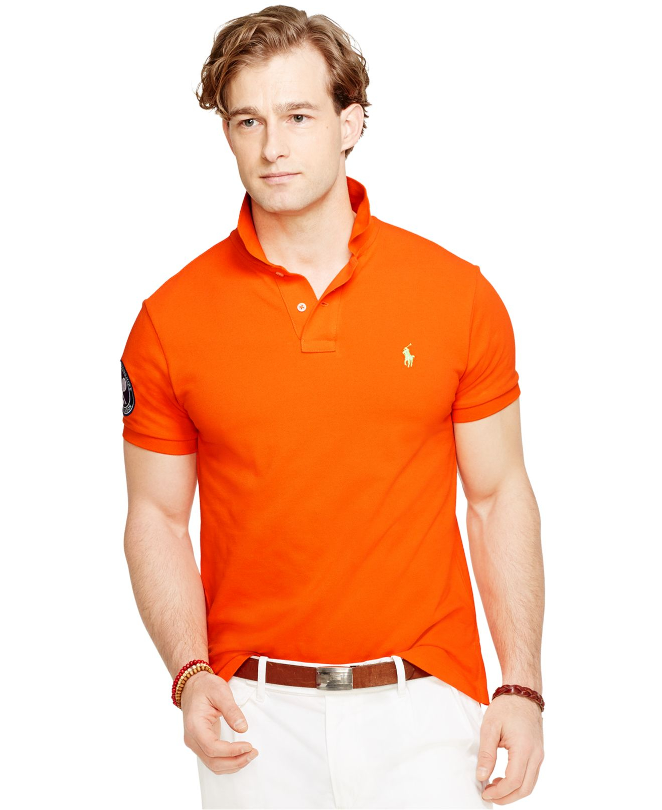 Lyst - Polo ralph lauren Wimbledon Custom-fit Polo Shirt in Orange for Men
