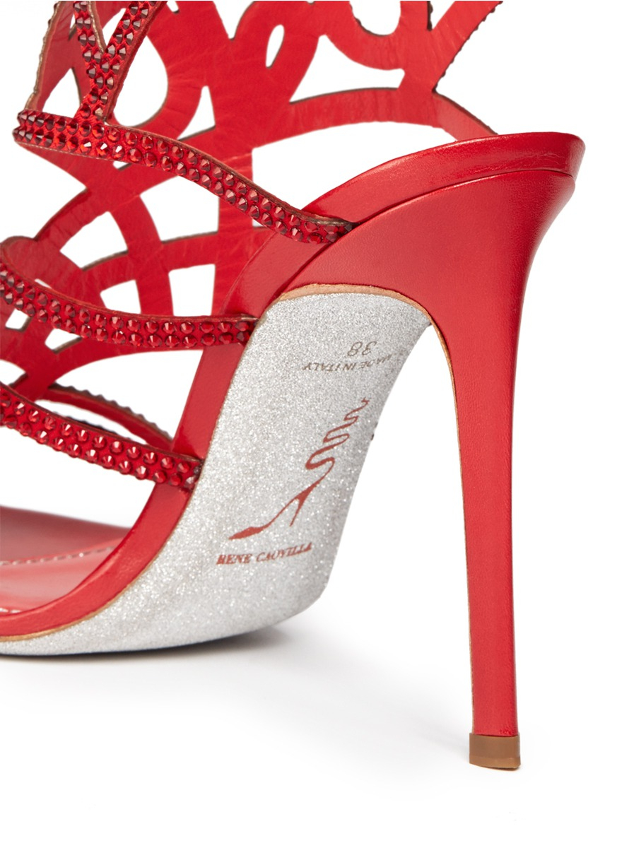 Lyst - Rene Caovilla 'marlene' Crystal Spiral Venetian Sandals in Red