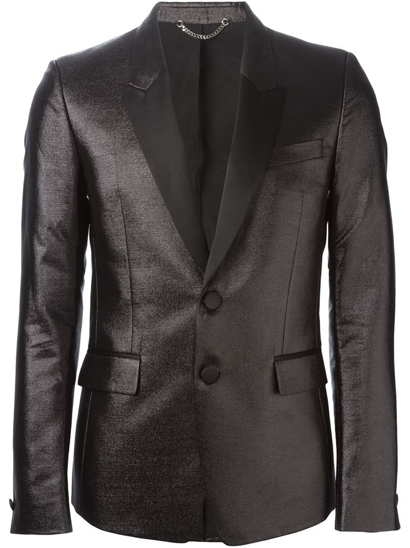 Lyst Diesel Black Gold Two Button Shiny Blazer in Black for Men