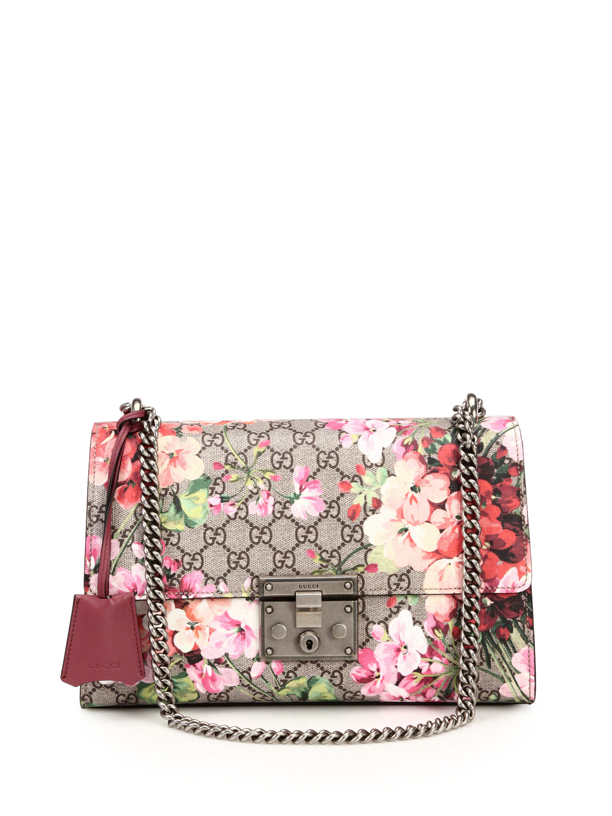 Lyst - Gucci Padlock Blooms Shoulder Bag in Pink
