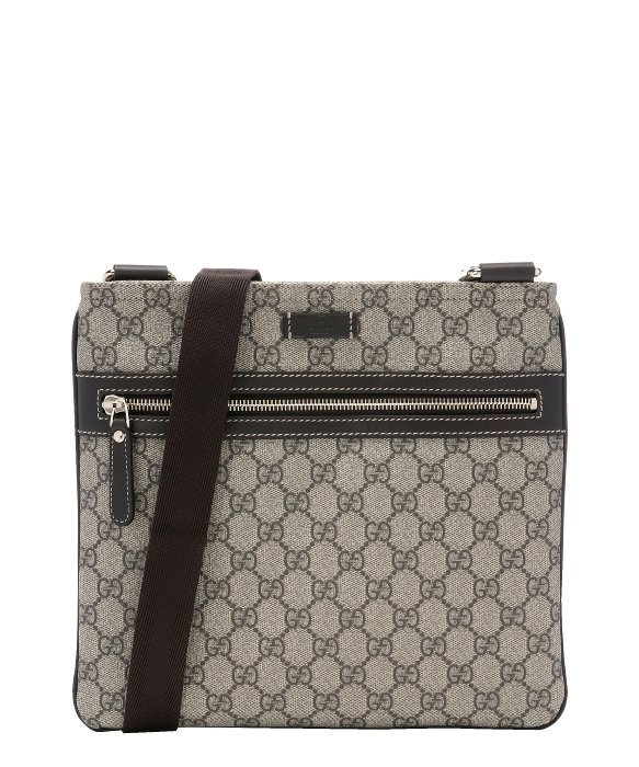 Gucci Beige Gg Supreme Canvas Flat Messenger Bag in Brown for Men | Lyst
