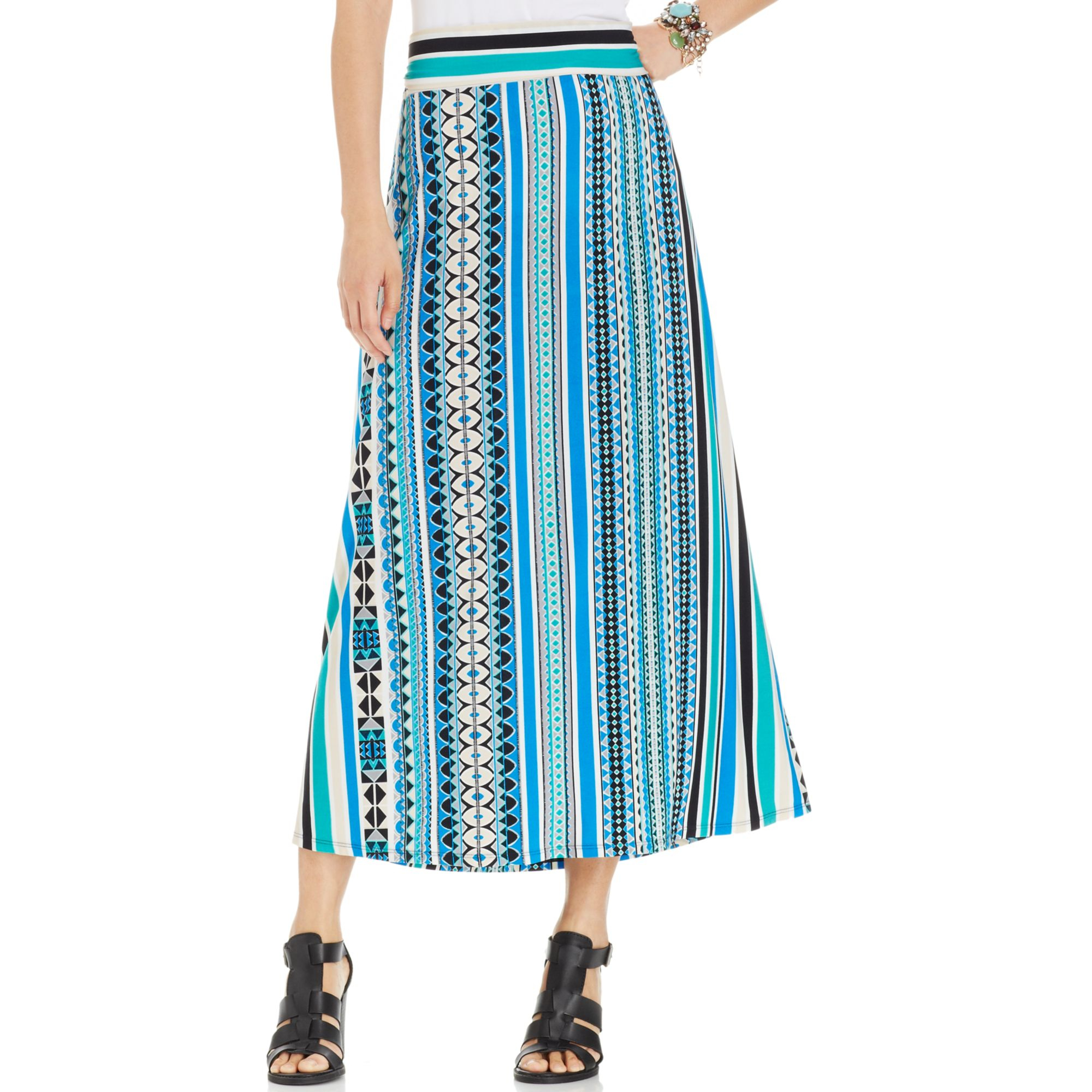 Eci Printed Maxi Skirt in Blue | Lyst