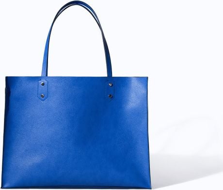 Zara Soft Shopper Bag in Blue | Lyst