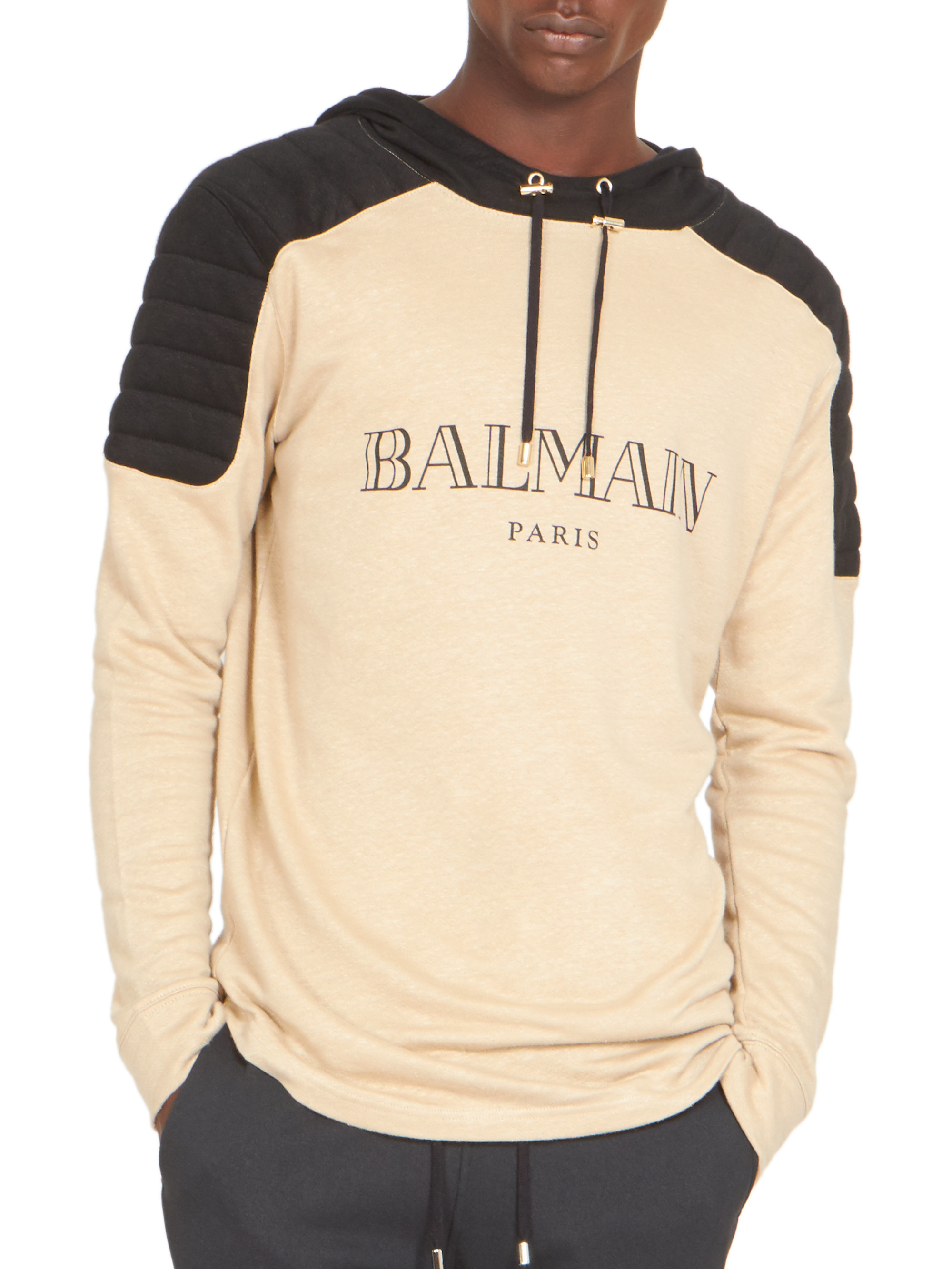 Lyst - Balmain Logo Biker Sweatshirt in Natural for Men