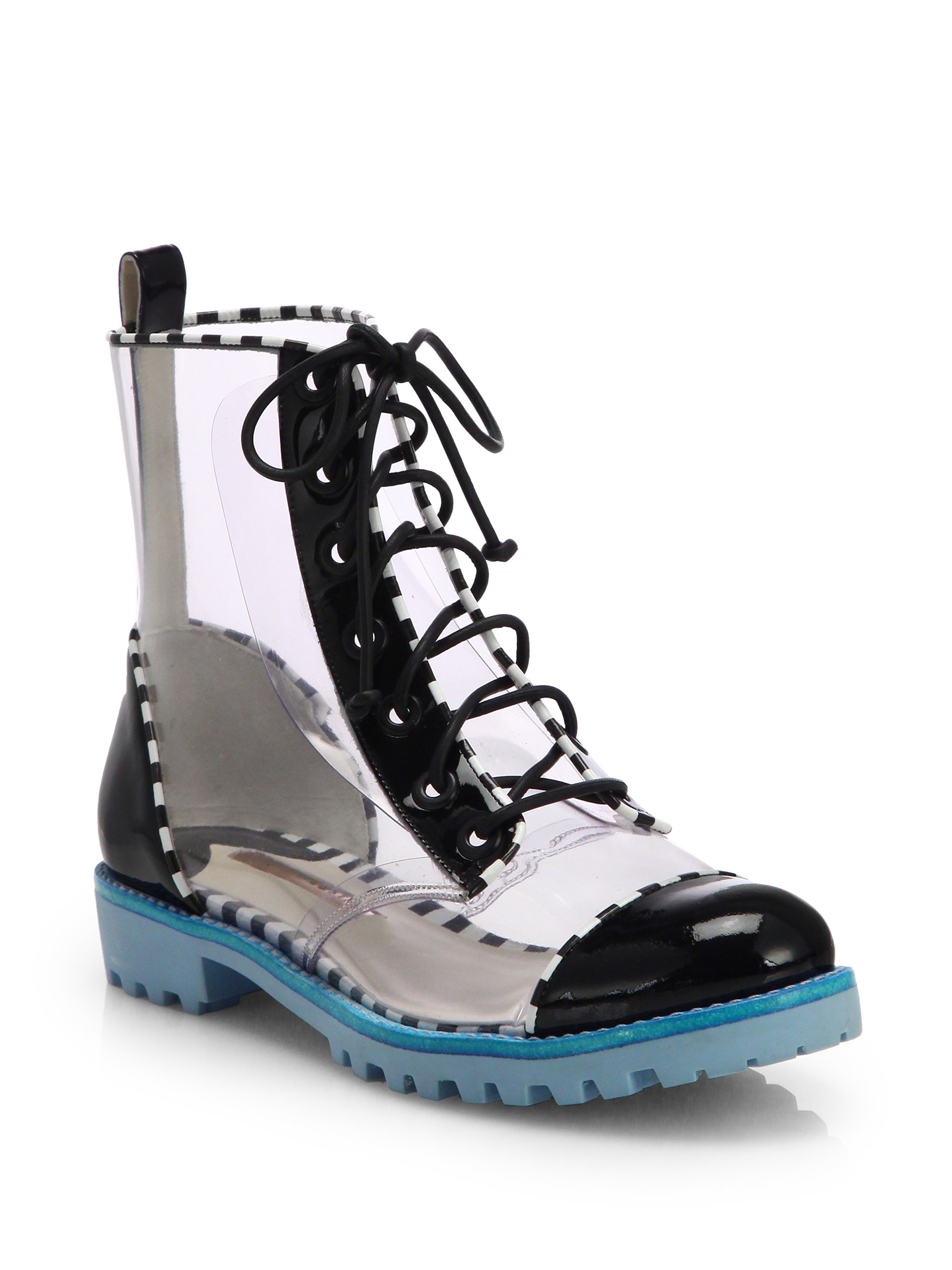 platform ankle boots with translucent sole