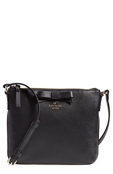 Lyst - Kate Spade New York &#39;north Court - Bow Tenley&#39; Pebbled Leather Crossbody Bag in Black