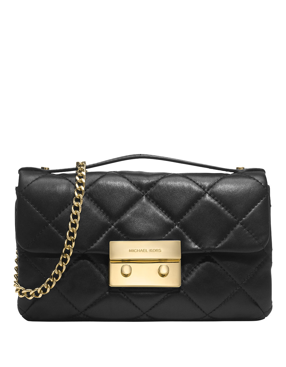 Michael michael kors Sloan Quilted Leather Messenger Bag in Black | Lyst