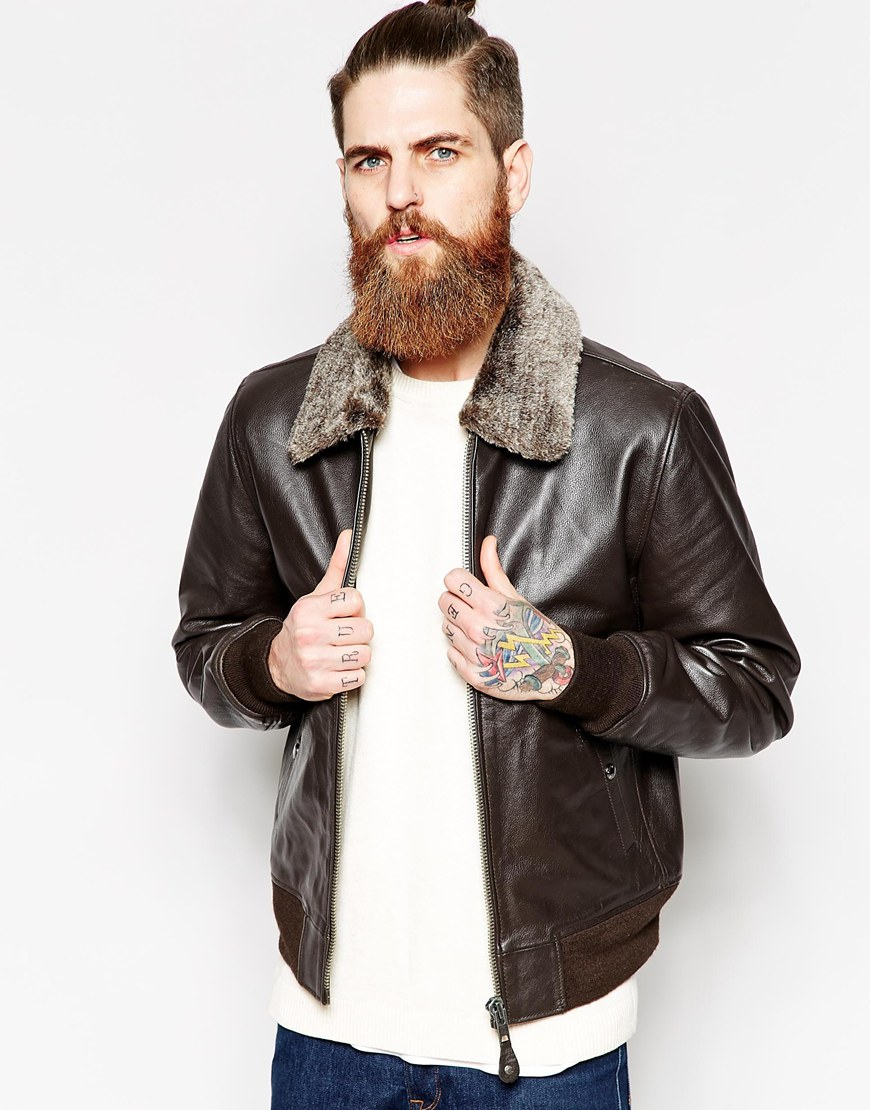 Schott Nyc Shearling Flight Jacket Brown In For Men Lyst Gallery