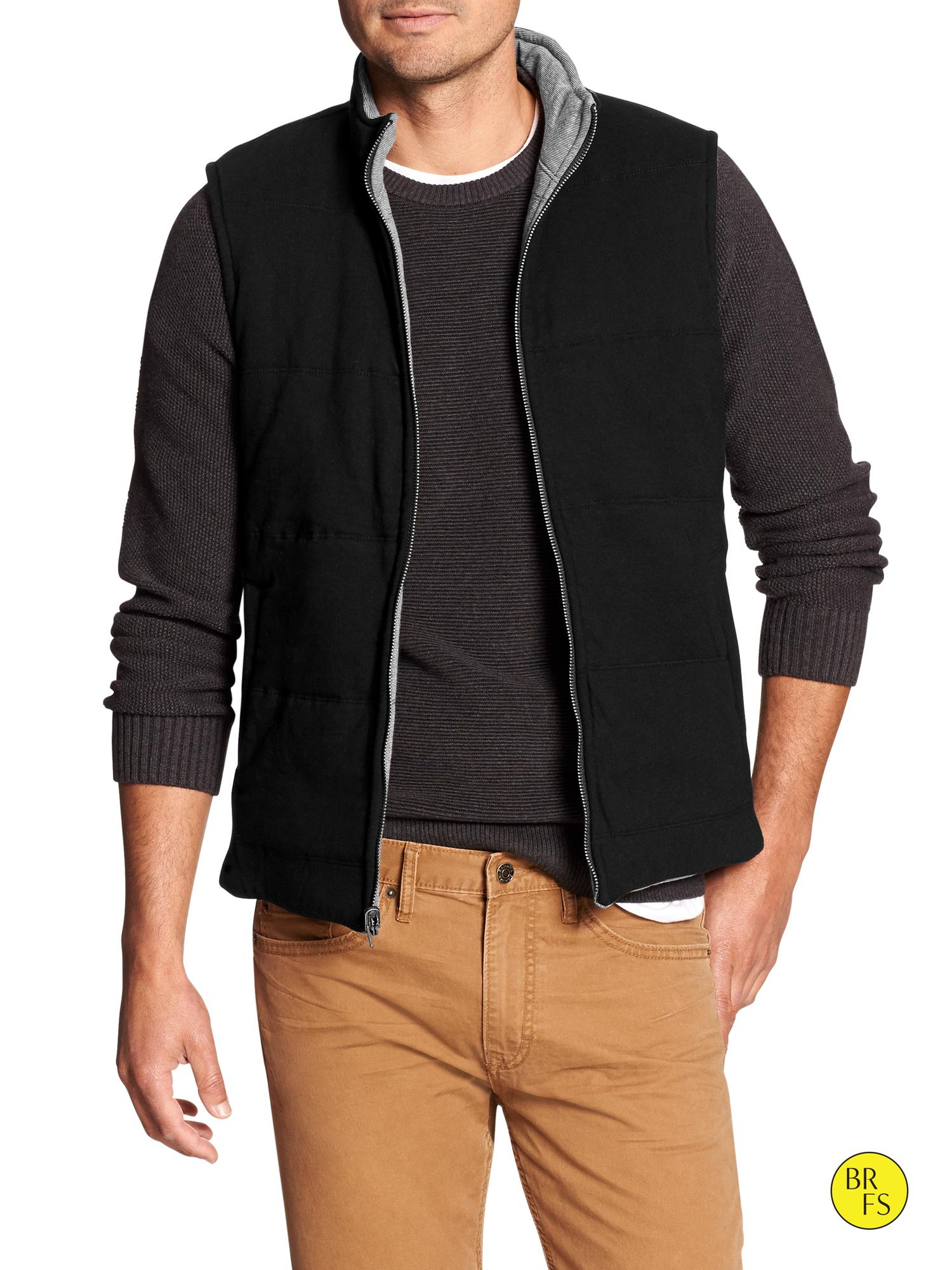 Banana republic Factory Reversible Puffer Vest in Gray for Men (Navy