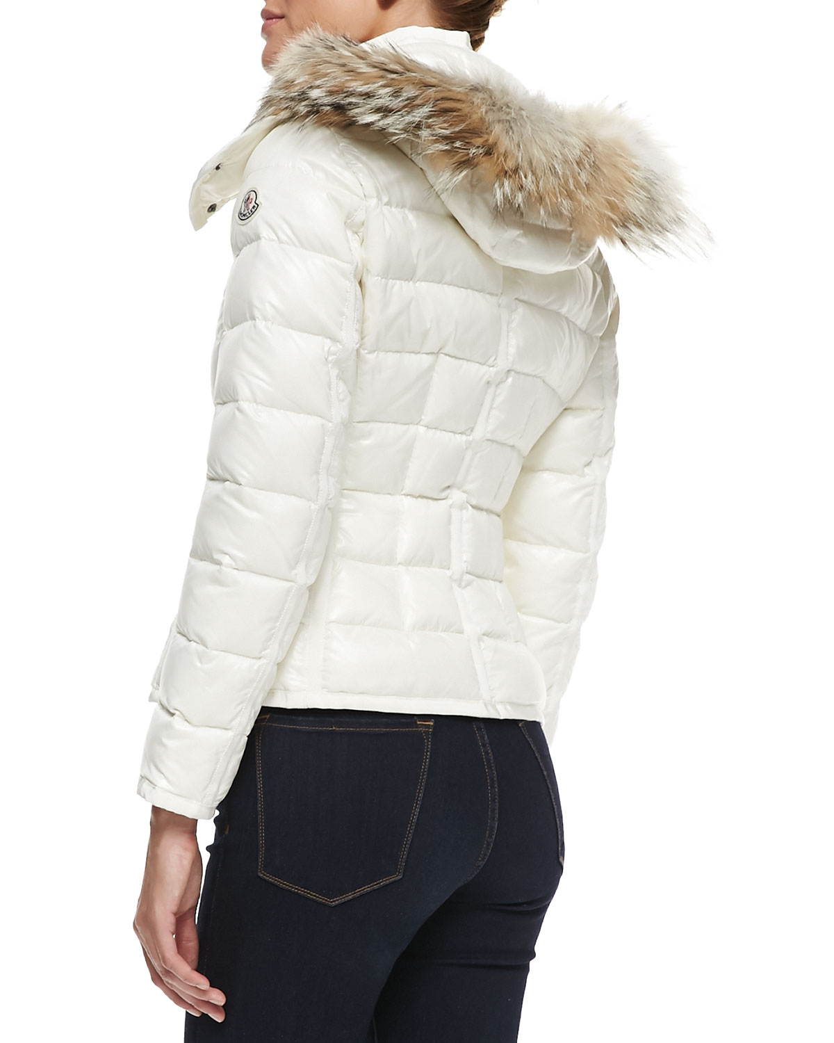 Lyst - Moncler Puffer Jacket With Fur-Trim Hood in White